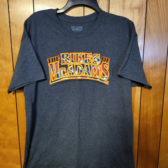 Mac McAdams Shirt LARGE Short Sleeve Graphic t GRAY Motorcycle Racing Cooters A4 - Picture 4 of 6